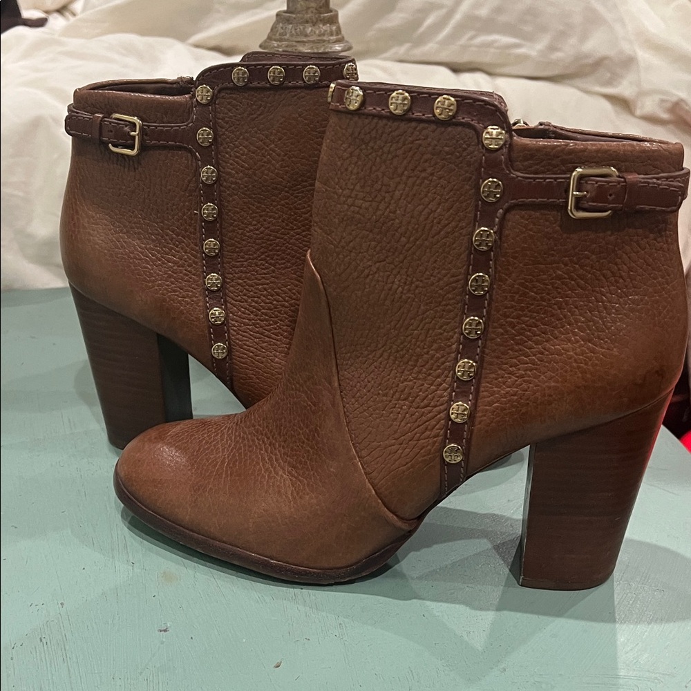 Tory Burch Brown Studded Ankle Booties